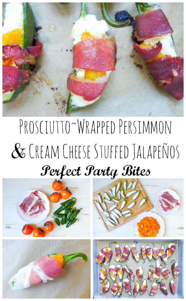 Prosciutto-Wrapped Persimmon & Cream Cheese Stuffed Jalapeños